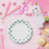 Blauwgroen Cute Elephant Patroon Papieren Bordje (Feest)