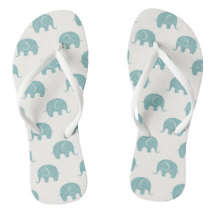 Blauwgroen Cute Elephant Patroon Teenslippers