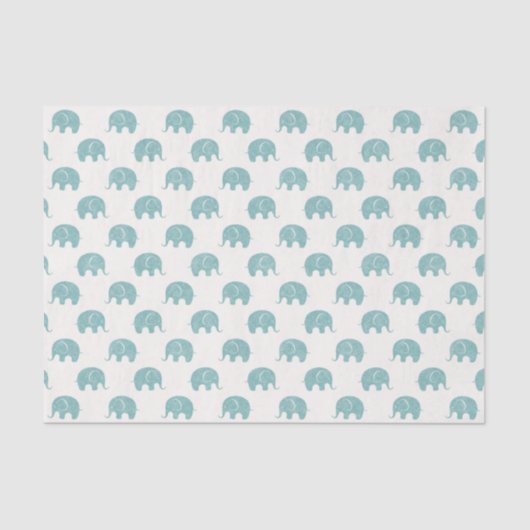 Blauwgroen Cute Elephant Patroon Tissuepapier (Voorkant)