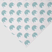 Blauwgroen Cute Elephant Patroon Tissuepapier (Detail)