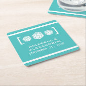 Blauwgroen D20-desktop gamerpapier Onderzetters (Schuin)