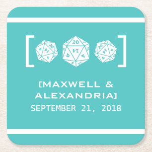 Blauwgroen D20-desktop gamerpapier Onderzetters