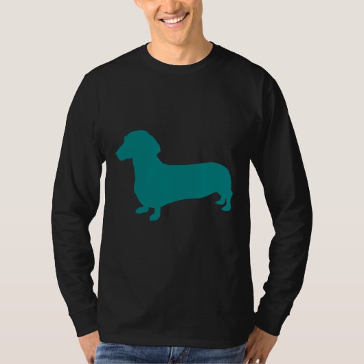 Blauwgroen Dachshund Silhouette T-shirt (Voorkant)