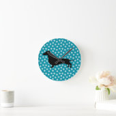 Blauwgroen Dachshund Silhouette Wall klok (Huis)