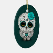 Blauwgroen dag van de dode suikerschedel keramisch ornament (Rechts)