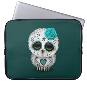 Blauwgroen dag van de dode suikerschedel laptop sleeve