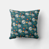 Blauwgroen Dag Van De Dode Suikerschedel Naam Huwe Kussen (Achterkant)