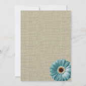 Blauwgroen Daisy en Burlap BBQ bruiloft receptie Kaart (Achterkant)