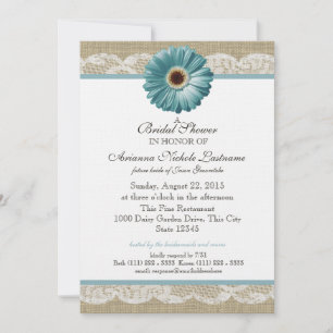 Blauwgroen Daisy en White Lace Vrijgezellenfeest Kaart