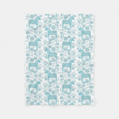 Blauwgroen Dala Horse and White Fleece Blanket (Voorkant)