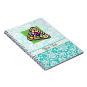 Blauwgroen Damask Billiards Notitieboek (Rechterzijde)