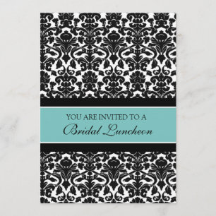 Blauwgroen Damask Bridal Luncheon Invitation Cards Kaart