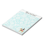 Blauwgroen Damask Equestrian Notitieblok (Gedraaid)