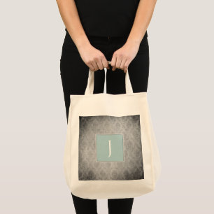 Blauwgroen Damask Monogram Canvas tas