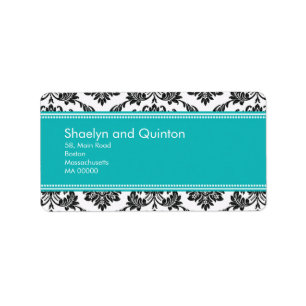 Blauwgroen Damask Wedding Adresetiketten Etiket