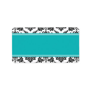 Blauwgroen Damask Wedding Adresetiketten Etiket