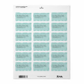 Blauwgroen Damask Wedding Etiket (Full Sheet)