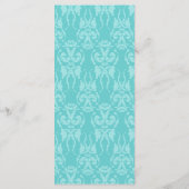 Blauwgroen Damask Wedding Menu (Achterkant)