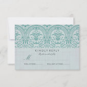 Blauwgroen  Damask Wedding RSVP (Voorkant)