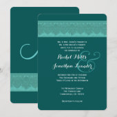 BLAUWGROEN Damask Wedding Sjabloon V16 Kaart (Voorkant / Achterkant)