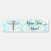 Blauwgroen DamasPatroon Dragonfly Bumpersticker (Voorkant)