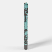  Blauwgroen Damaspatroon met monogram Case-Mate iPhone Case (Achterkant / Rechts)