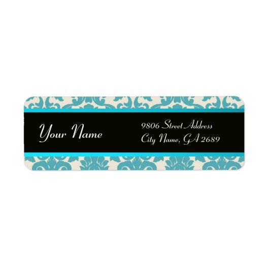 BLAUWGROEN DAMASSE BLAUWE AQUA BLAUW ETIKET (Voorkant)