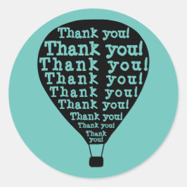 Blauwgroen dank voor Word Art Hot Air ballon Ronde Sticker