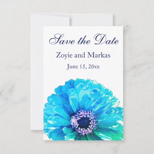 Blauwgroen datum - sla de datum op save the date (Voorkant)