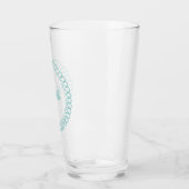 Blauwgroen decoratief cirkelmonogram Drink glas (Links)