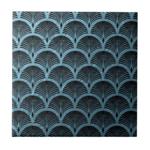 blauwgroen decoventilatorpatroon, blauwgroen, kuns tegeltje