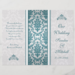 Blauwgroen demask op Silver Wedding Program