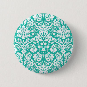 Blauwgroen demaspatroon van Aqua Turquoise Ronde Button 5,7 Cm