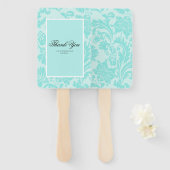 Blauwgroen demtashandventilator handwaaier (Voorkant en achterkant)