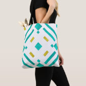 Blauwgroen Diamanten Pattern-Canvas tas (Dichtbij)