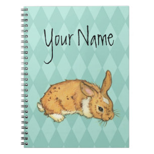Blauwgroen Diamond Pattern Bunny Notitieboek