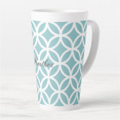 Blauwgroen Diamond Pattern - Gepersonaliseerd Latte Mok (Rechterhoek)