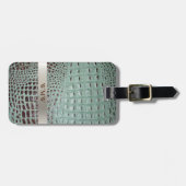 Blauwgroen digitaal leder Titanium-monogram Bagagelabel (Voorkant horizontaal)