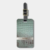 Blauwgroen digitaal leder Titanium-monogram Bagagelabel (Voorkant verticaal)