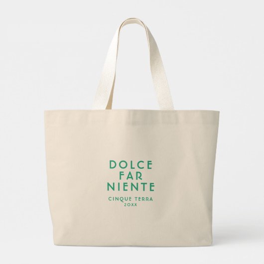 Blauwgroen Dolce Far Niente Cinque Terra Reizen Grote Tote Bag (Achterkant)