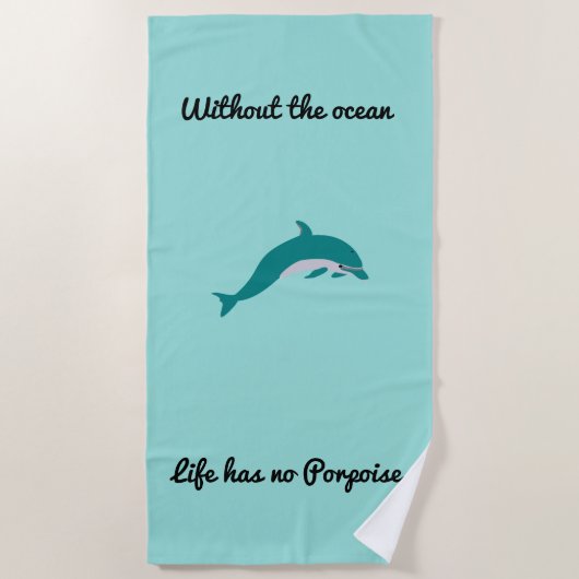 Blauwgroen Dolphin Beach Towel Strandlaken (Voorkant)