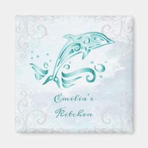 Blauwgroen Dolphin Personalized Magnet Magneet