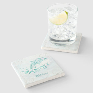 Blauwgroen Dolphin Personalized Stone Onderzetter