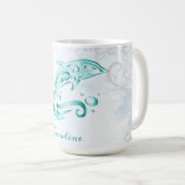 Blauwgroen Dolphin Persoonlijke koffie Mok (Voorkant rechts)