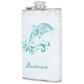 Blauwgroen Dolphin Vinyl Wrapped Flask Heupfles (Links)
