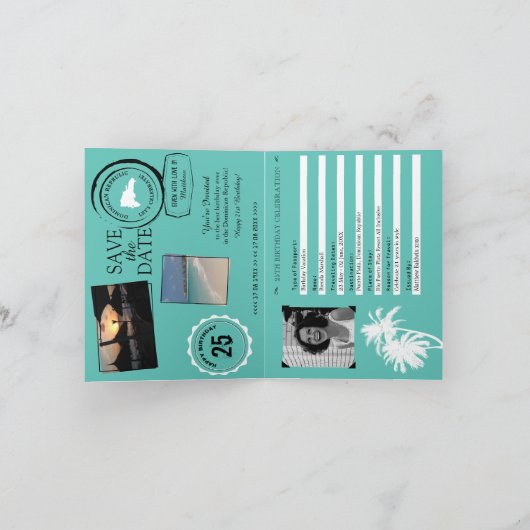 Blauwgroen Dominicaanse Republiek Verjaardagspaspo (Binnen)