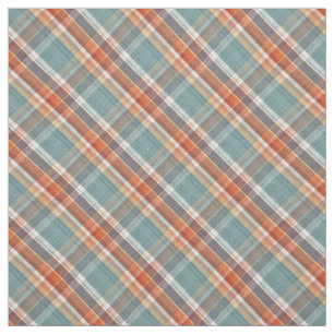 Blauwgroen donkerblauw koraal Oranje wit speldenkp Stof