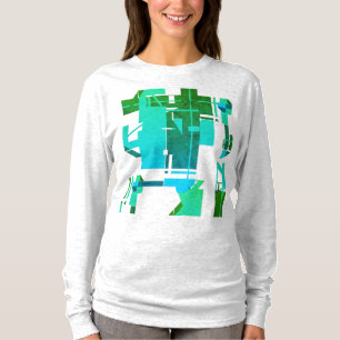 Blauwgroen donkergroen blauw geometrisch abstract t-shirt