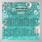 Blauwgroen doorgesluisd Zee Bubelle tafel Poster (Voorkant)