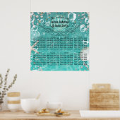 Blauwgroen doorgesluisd Zee Bubelle tafel Poster (Keuken)